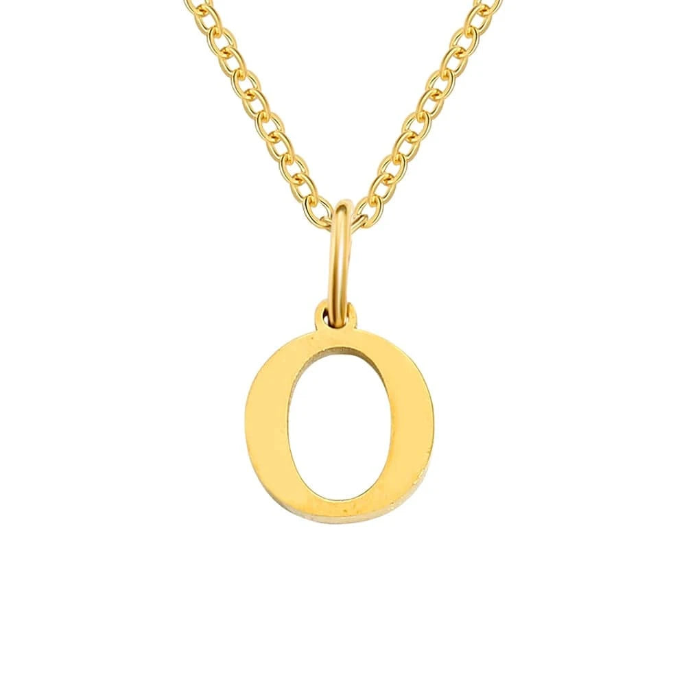 letter name necklace / rose gold / O INS Stainless Steel 14K Gold PVD Plated Letter Alphabet Initial Personalized Name Necklace Titanium Steel Jewelry For Women