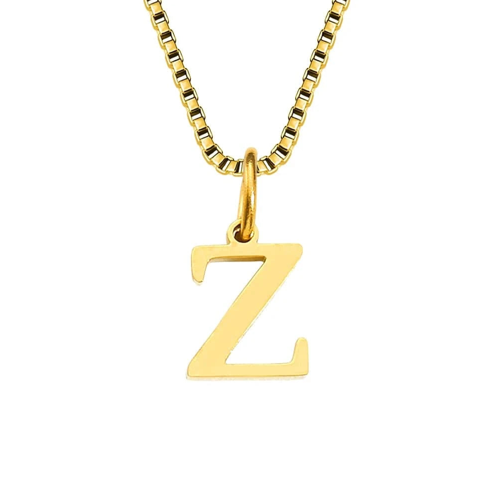 letter name necklace / rose gold / Z INS Stainless Steel 14K Gold PVD Plated Box Chain 10MM Letter Alphabet Initial Personalized Name Necklace Jewelry For Women