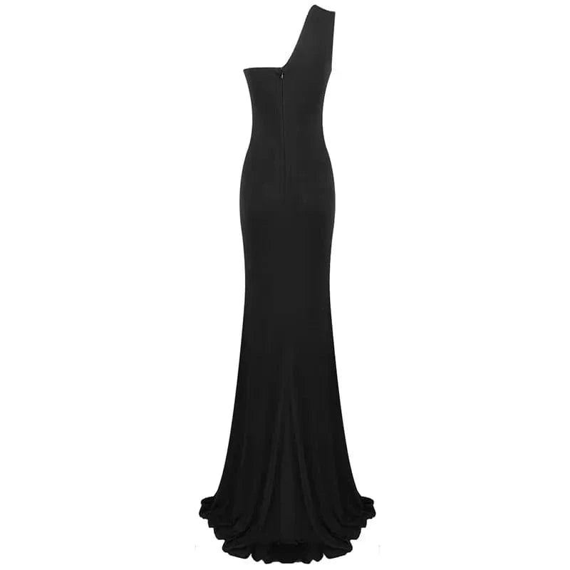 LF318 Luxury One Shoulder Sleeveless Black Mermaid Prom Dress Sexy Slit Ladies Long Party Wear Gowns Women Evening Dress