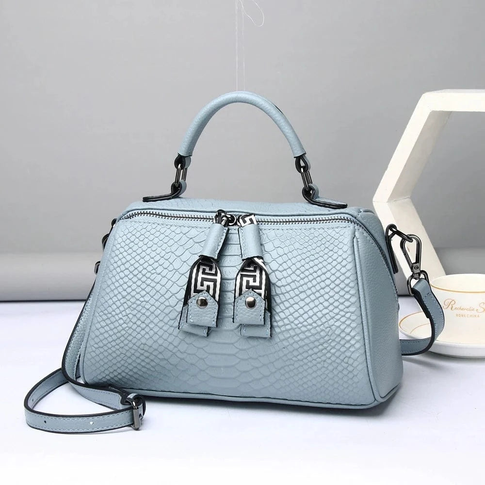 Light Blue Designer Snakeskin Genuine Leather New Design Ladies Shoulder Hand Crossbody Bags Woman Cheap Price Handbags For Woman 2024