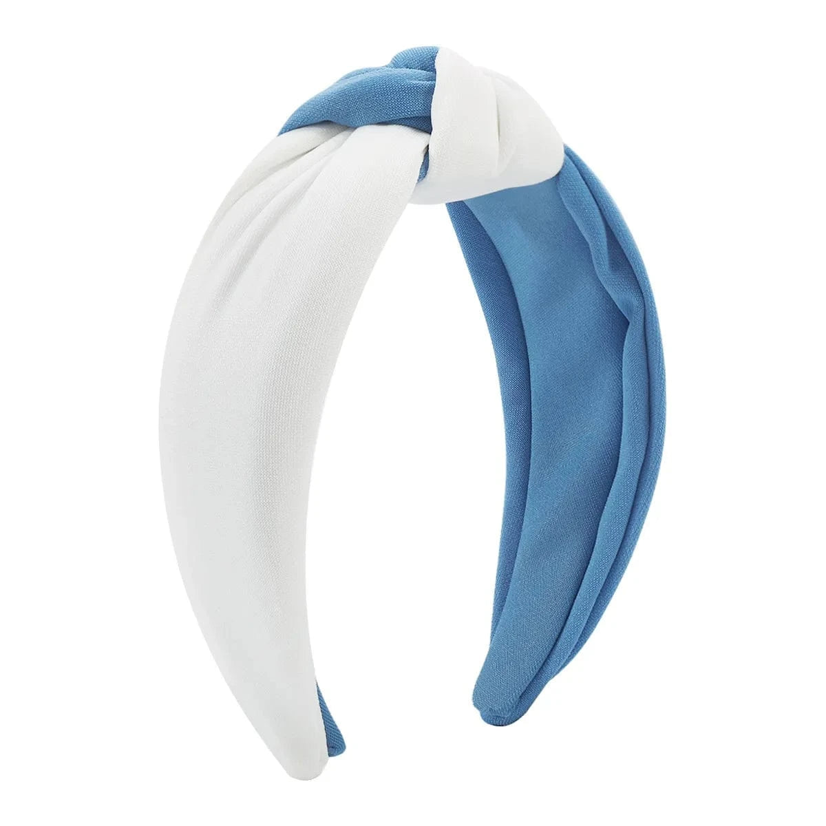 light blue white Greek Sorority Color Fashion Top Knotted Headbands for Women Girls Fabric Non Slip Wide Brimmed Head Band Jewelry