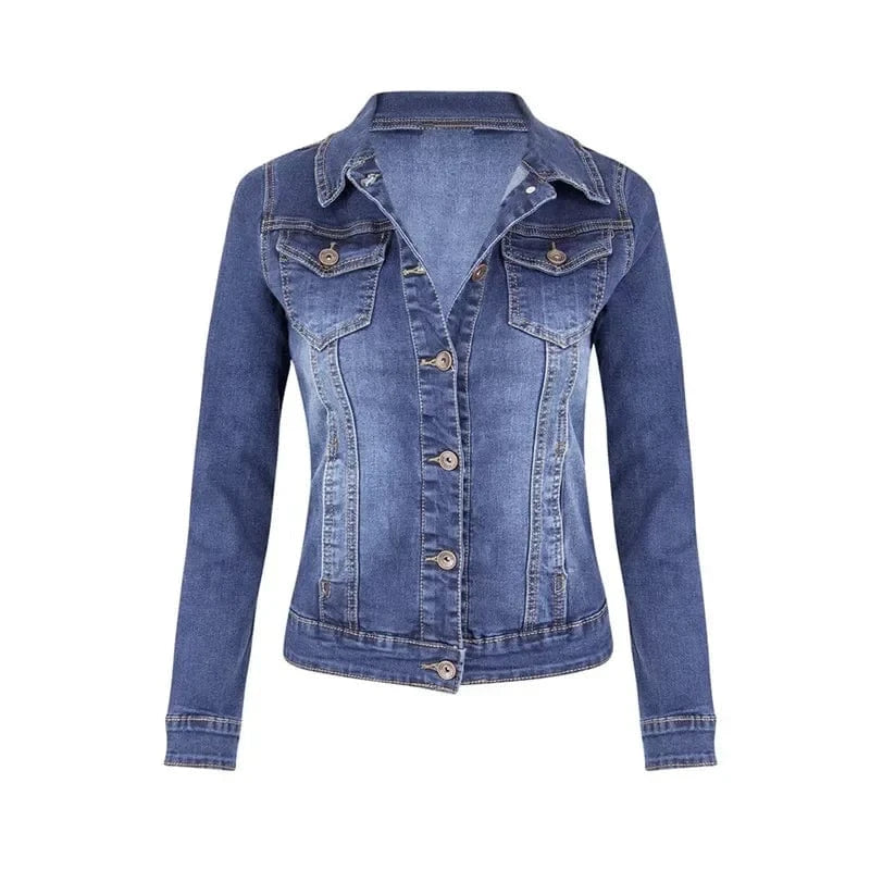 Light blue / XXL 2024 New Short Denim Jackets Women autumn Wash Long Sleeve Vintage Casual Jean Jacket Bomber Denim Coat ladies jacket outerwear