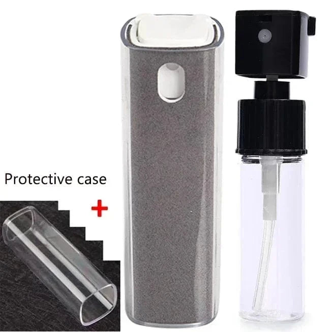 Light Grey with Case 4in1 Microfiber Screen Cleaner Spray Bottle for Mobile Phone Ipad Computer Microfiber Polish Cloth Wipe Cleaning Glasses Wipes