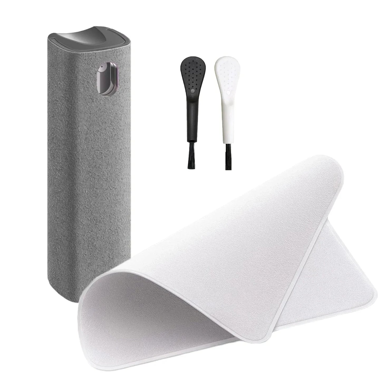 LightGrey 4in1 4in1 Microfiber Screen Cleaner Spray Bottle for Mobile Phone Ipad Computer Microfiber Polish Cloth Wipe Cleaning Glasses Wipes