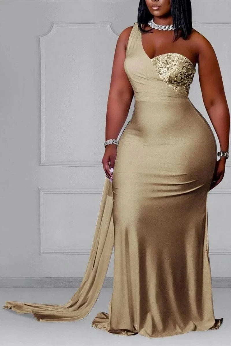 Liu Ming African Fashion 2024 New Woman Sexy Plus Size Slash Shoulder Sleeveless Slim Party Bodycon Evening Maxi Dress