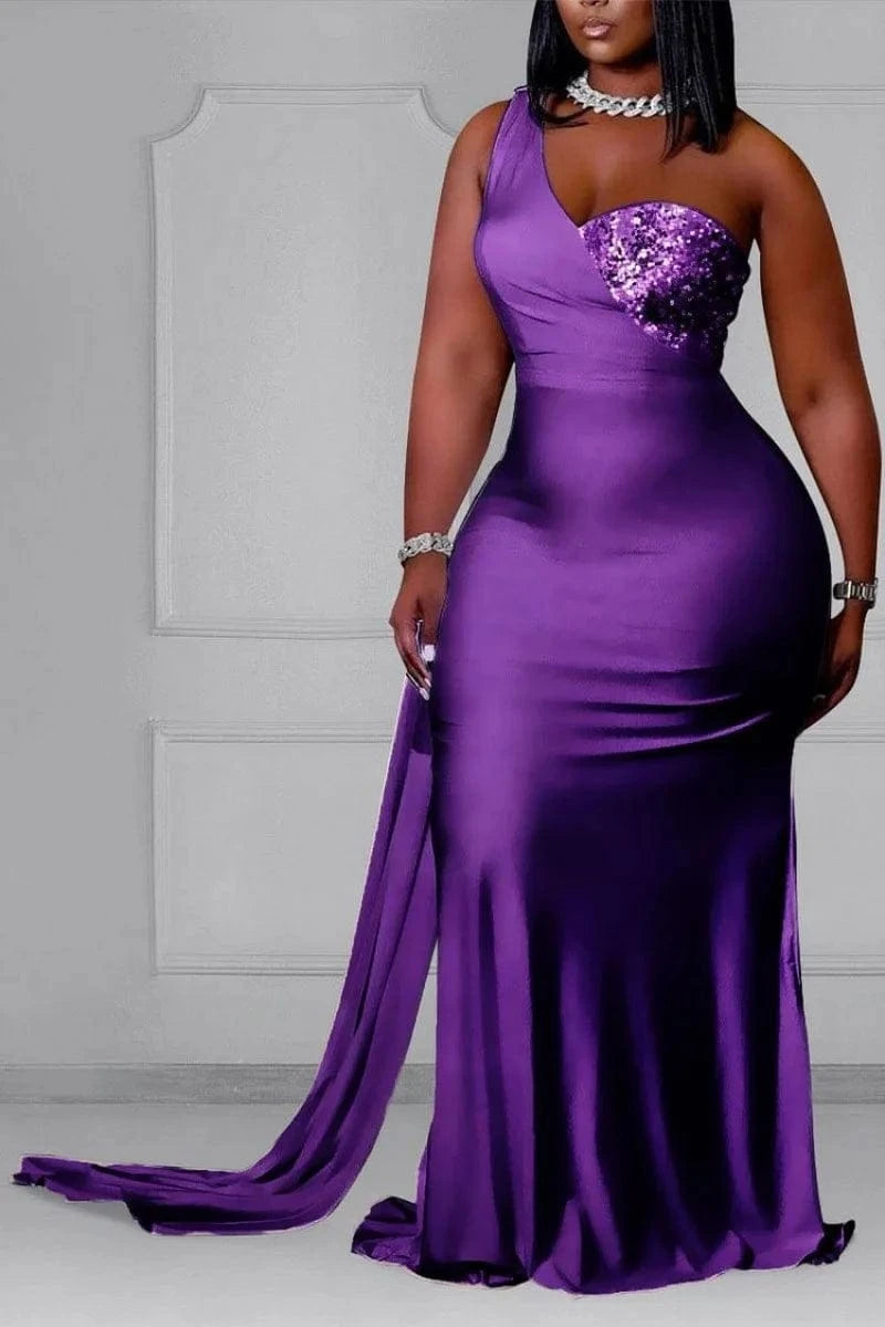 Liu Ming African Fashion 2024 New Woman Sexy Plus Size Slash Shoulder Sleeveless Slim Party Bodycon Evening Maxi Dress