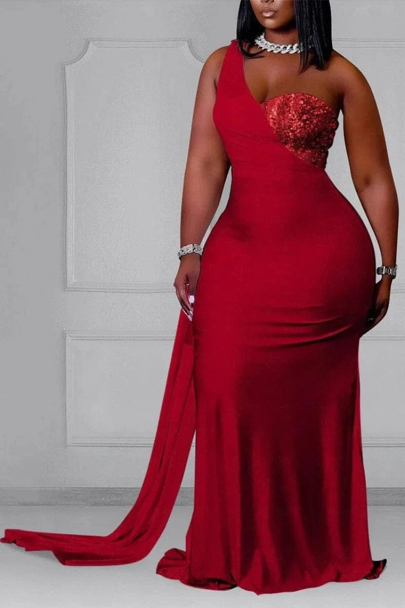 Liu Ming African Fashion 2024 New Woman Sexy Plus Size Slash Shoulder Sleeveless Slim Party Bodycon Evening Maxi Dress
