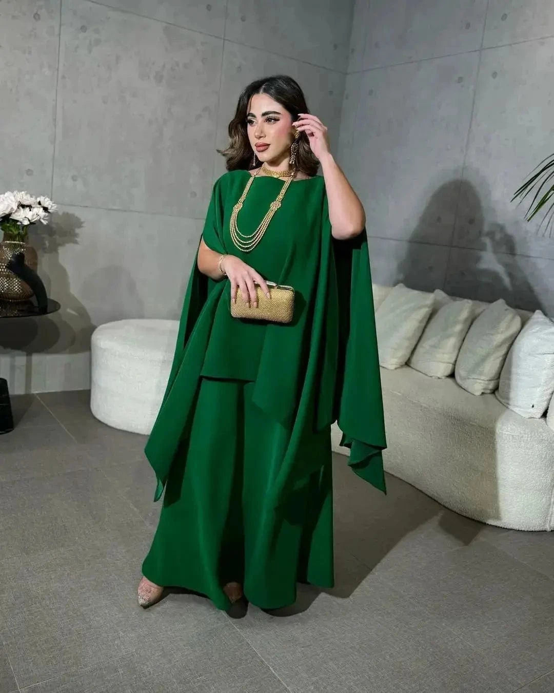 Liu Ming Elegant 2024 Women Clothing Loose Sexy Middle East Party Lady O Neck Split Maxi Robe Dress
