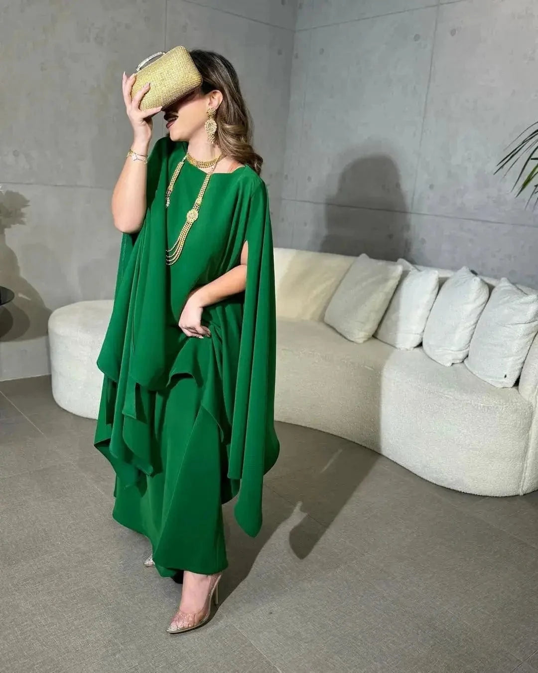 Liu Ming Elegant 2024 Women Clothing Loose Sexy Middle East Party Lady O Neck Split Maxi Robe Dress