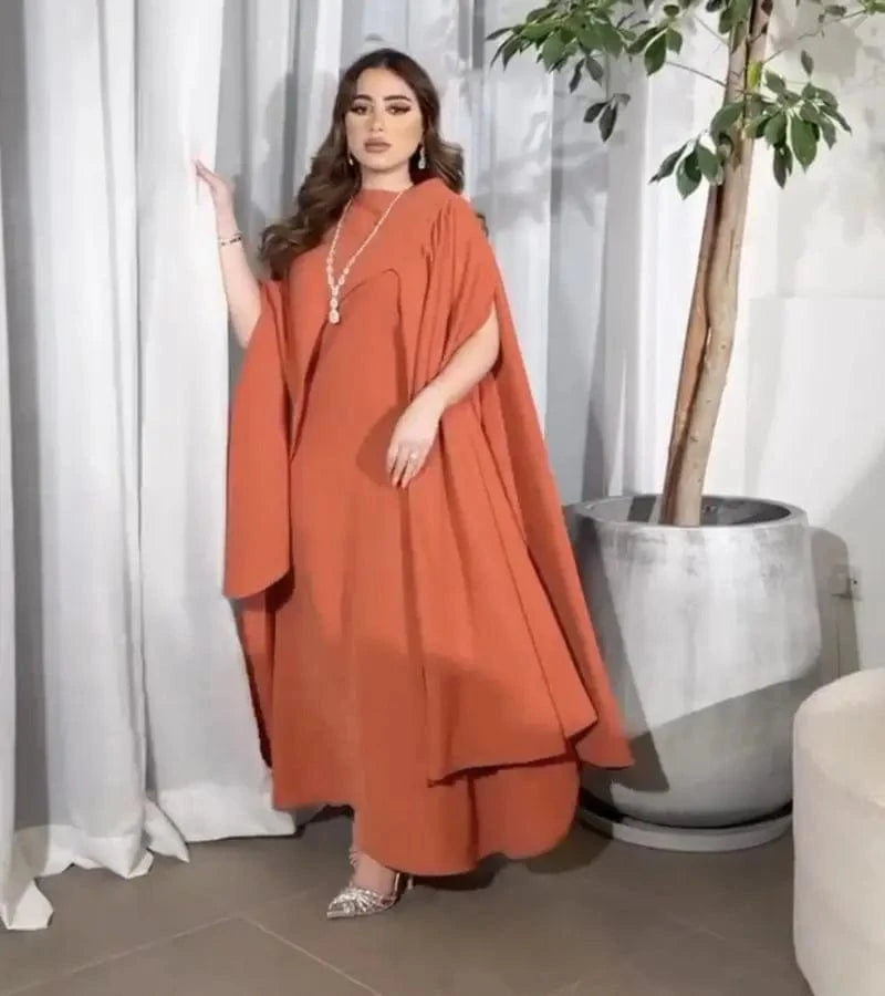 Liu Ming Elegant 2024 Women Clothing Loose Sexy Middle East Party Lady O Neck Split Maxi Robe Dress