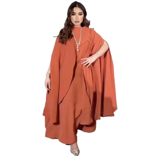 Liu Ming Elegant 2024 Women Clothing Loose Sexy Middle East Party Lady O Neck Split Maxi Robe Dress