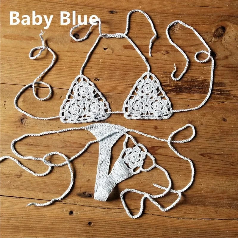 Liu Ming High Quality 2024 New Fashion Women Sexy Handmade Crochet Bikini G Thong String Beach Micro Swimwear Sets