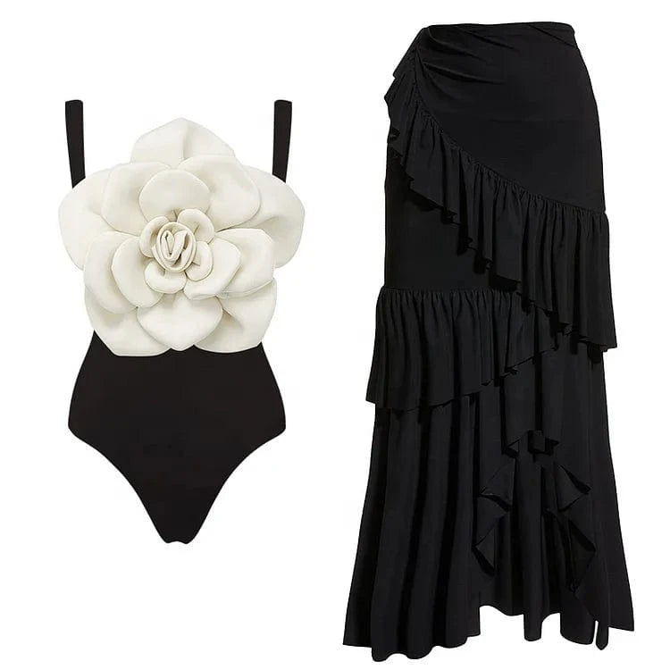 Liu Ming Hot Selling Fashion 2024 Sexy Women Swimwear 3D Flower One Piece Swimsuit Skirt Bikinis Set Beachwear Bathing Suit