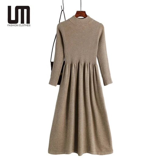 Liu Ming New Arrivals Clothing Sexy Streetwear Party Knitted Pleated Bodycon Midi Dress For Women