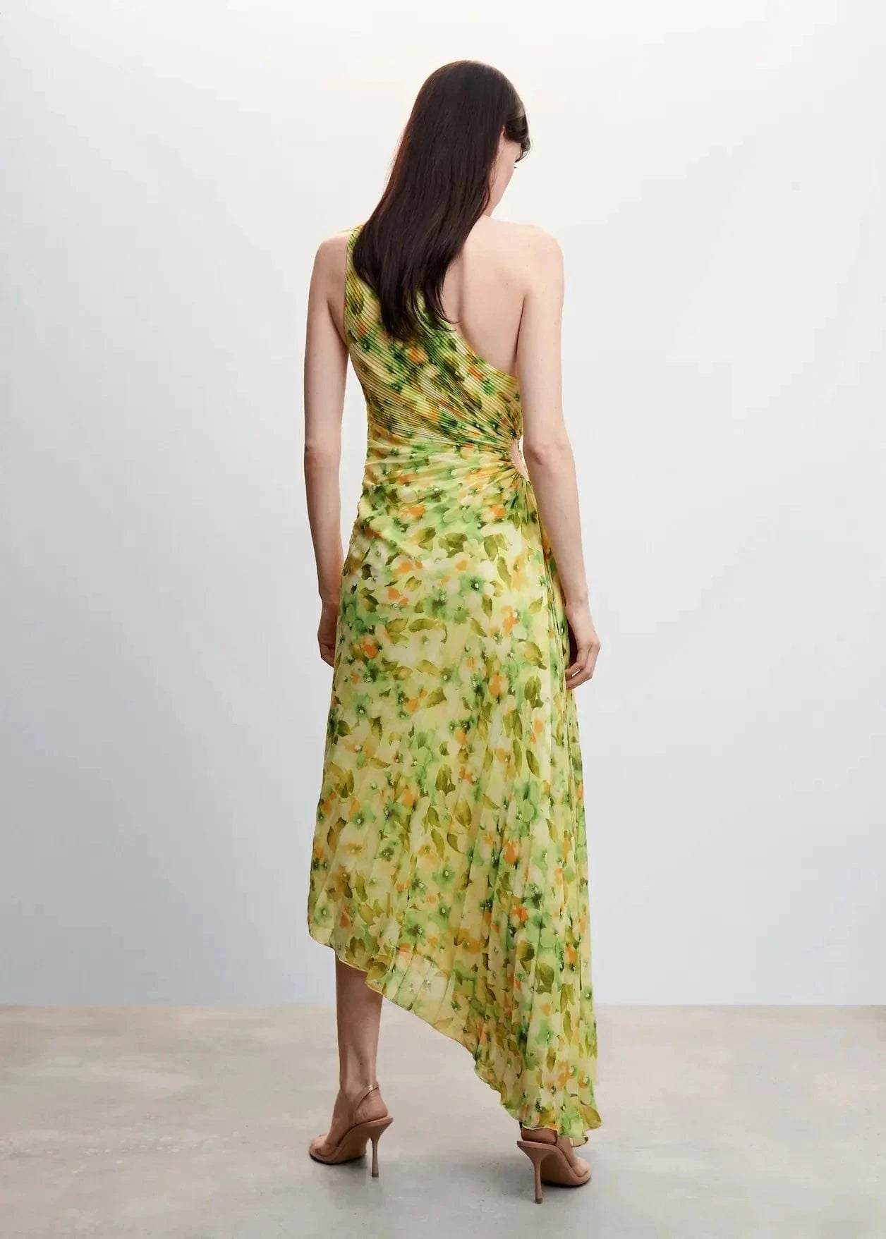 Liu Ming New Wholesale 2024 Trending Spring Elegant Women Sexy One Shoulder Floral Print Pleated Maxi Dress