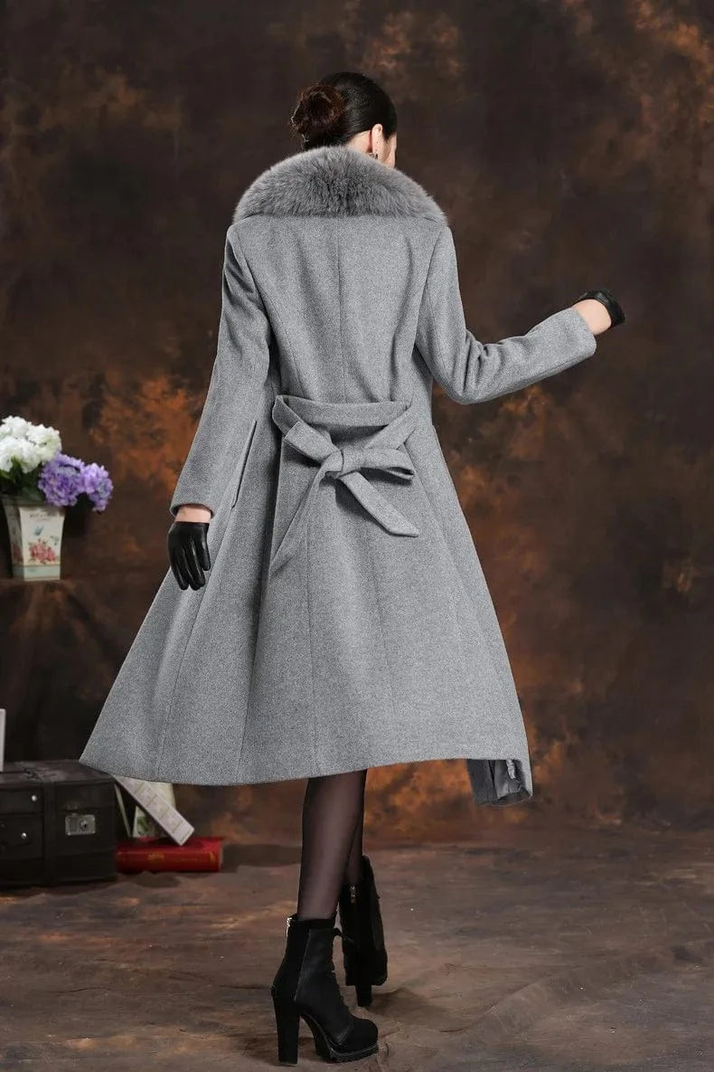 Liu Ming New Winter Women Casual Faux Fur Collar Wool Jackets Plus Size Coat