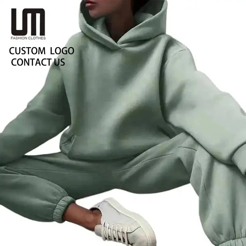 Liu Ming Trending Products Autumn Winter Women Casual Hoodies Sports Sweatshirts Pullover Sweatpants 2 Pieces Set