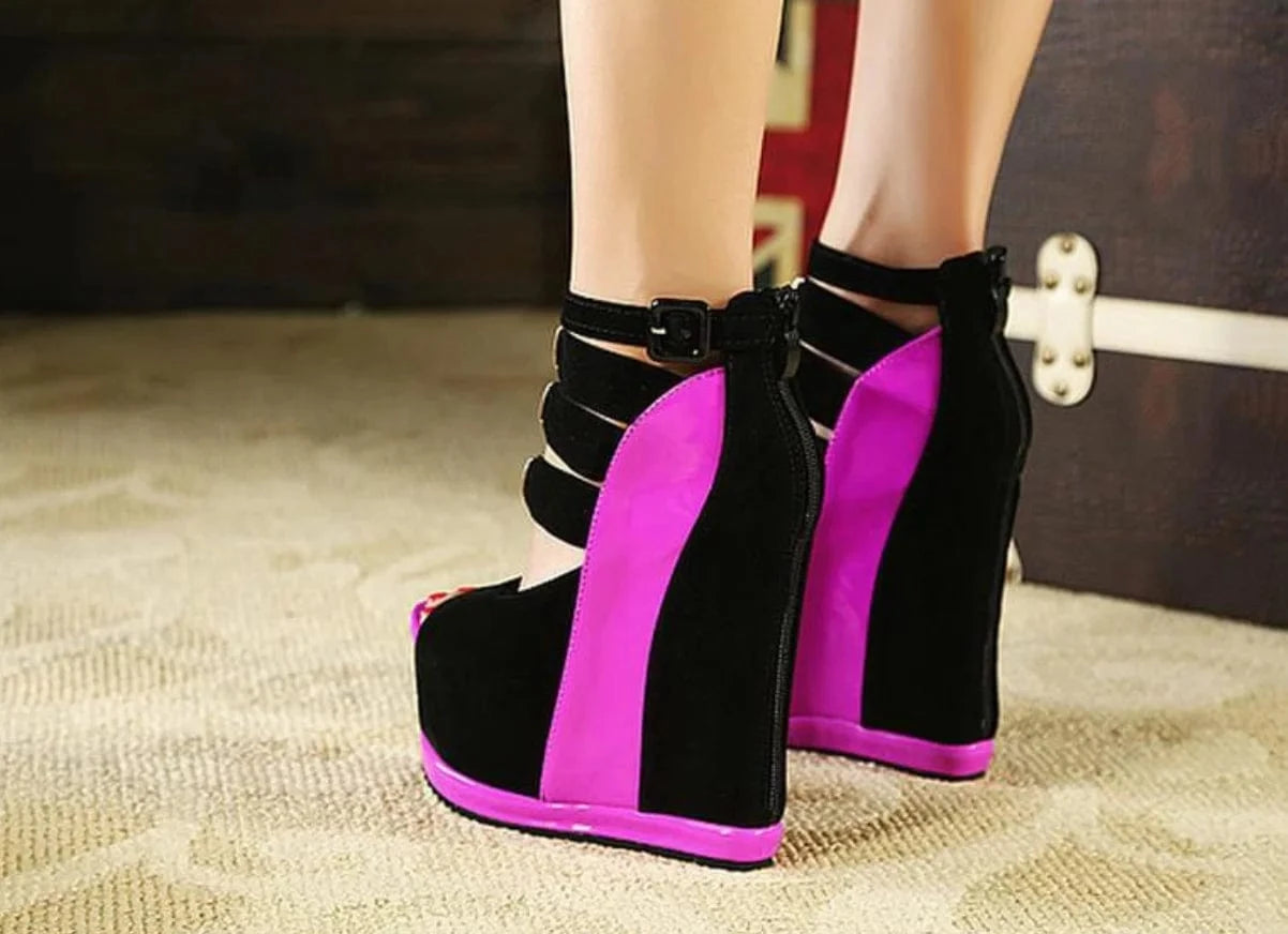 Liu Ming Wholesale Fashion Luxury Brand Designer Women Classic Chunky Wedge High Heels Sandals