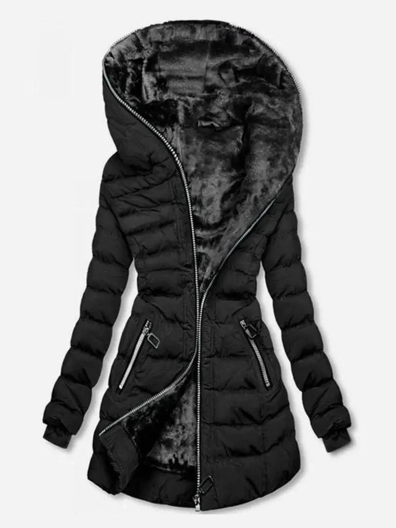 Liu Ming Winter 2024 New Fashion Women Thick Warm Long Thick Slim Overcoat Ladies Hooded Parka Jacket Coats