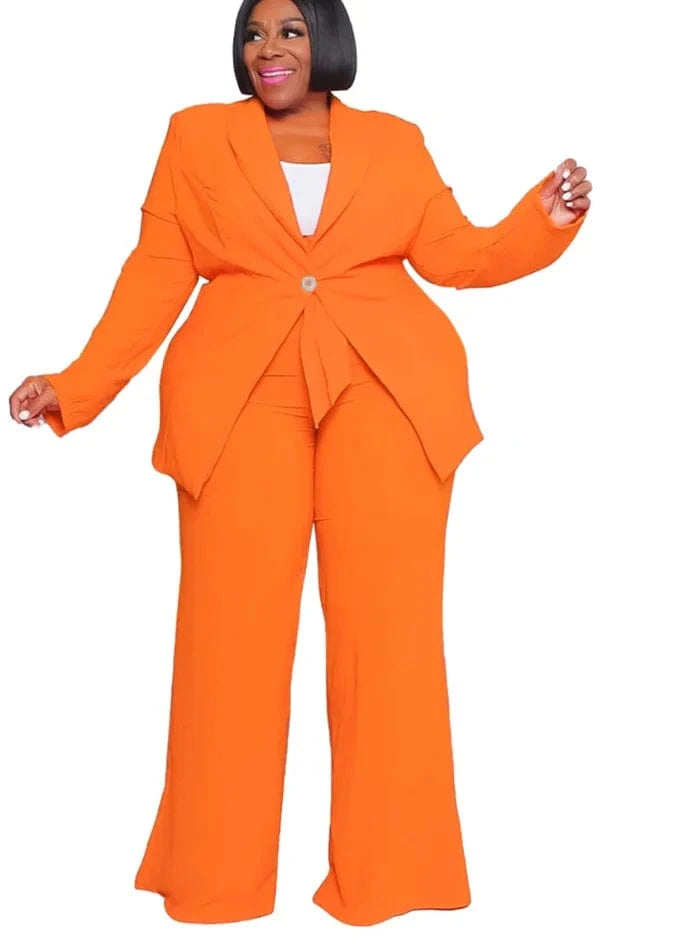 Liu Ming Woman Fashion Clothing Two Pieces Plus Size Elegant Outfit Blazers Top and Pants Set