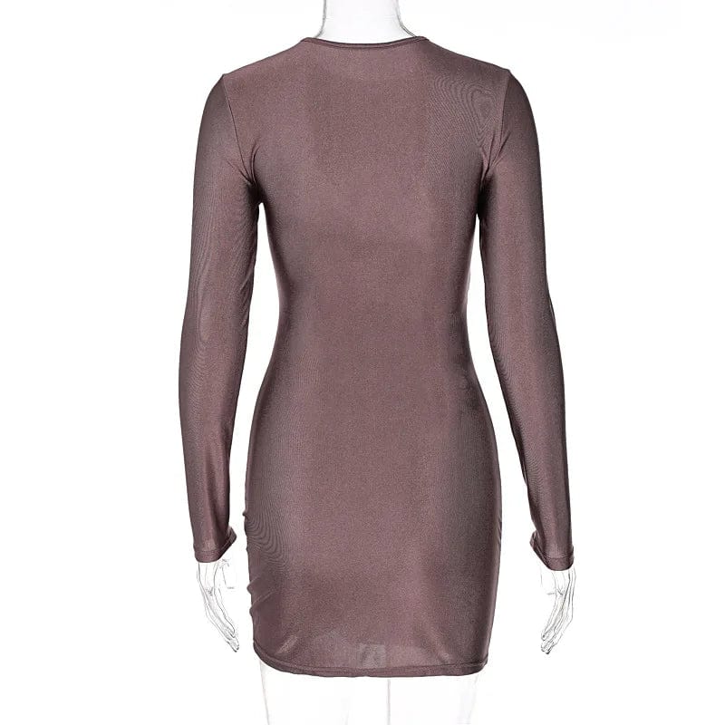 Liu Ming Women Clothes Sexy Y2K Long Sleeve Cut Out Club Party Birthday Bodycon Mini Dresses