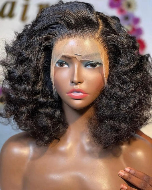 Long And Fluffy Kinky Straight 200% Density 13x4 Lace Front Wigs Natural Hairline Curly Lace Wig With Baby Hair Human Hair