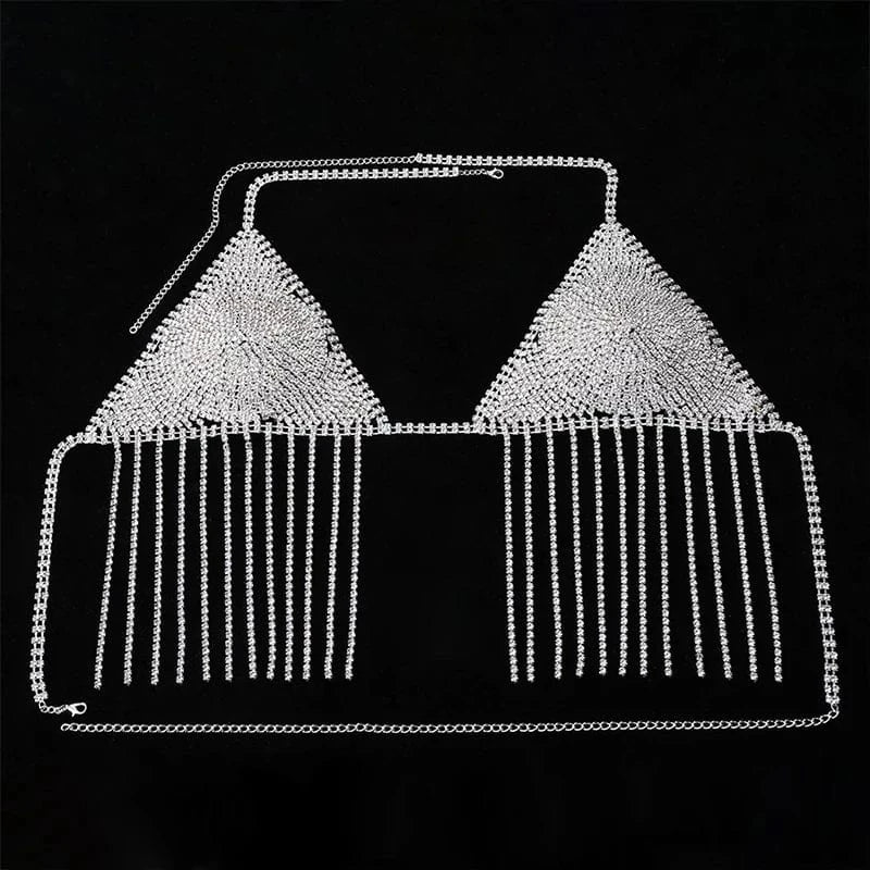 Long Fringed Bra Chain Charming Tassel Lingerie Chest Festival Outfit Quality Bra Crystal Sexy Breast Jewelry