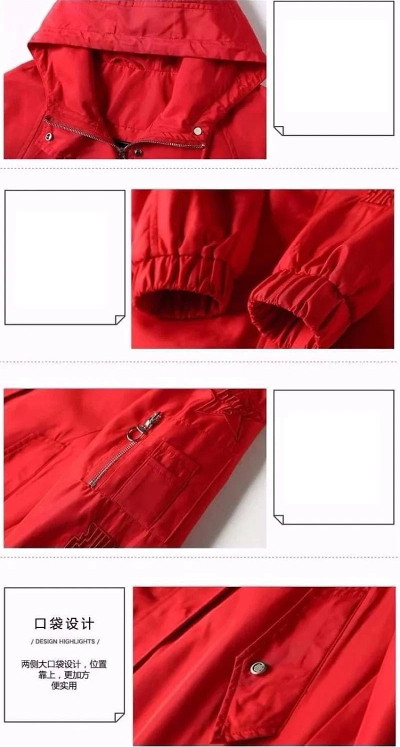 Long Lning Embroidered Windbreaker Women's 2025 Spring And Autumn New Chic Loose Waist-Collecting Hong Kong Fashion Coat Lady