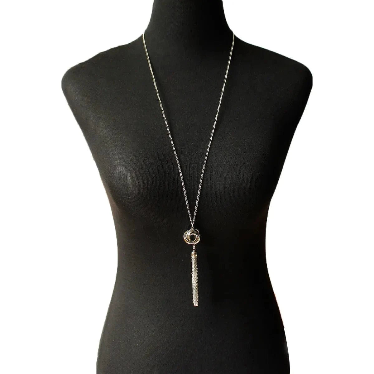 Long Pendant Necklaces For Women Knot Disk Circle Tassel Pendant Statement Sweater Necklace Set Gold Silver Chain Girl Jewelry