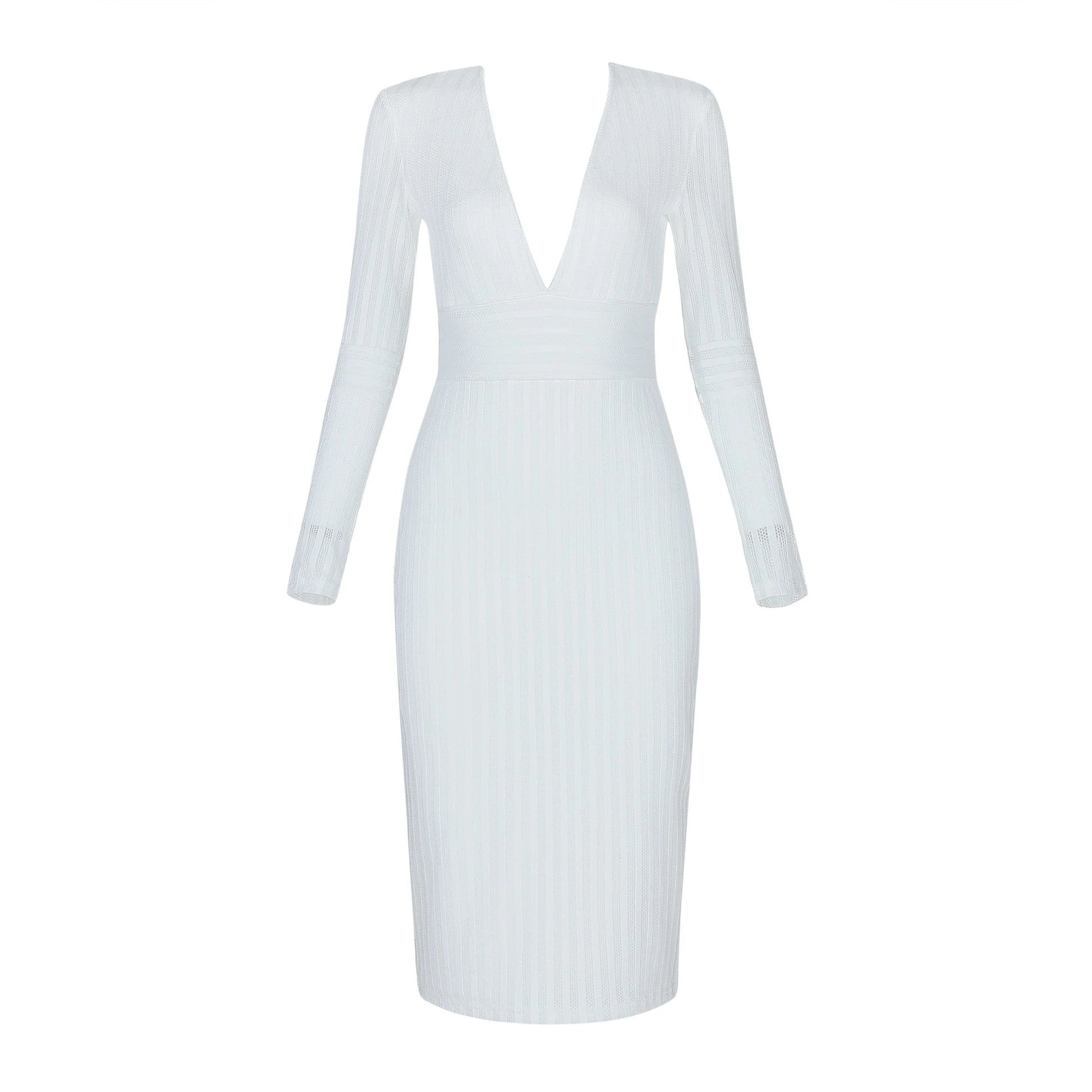 Long Sleeve Plus Size Deep V Neck Club Bandage Sexy Bodycon Comfortable Dress