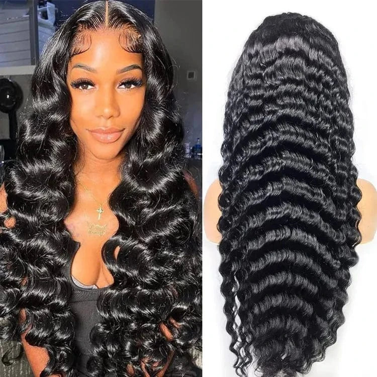 Loose deep wig / 24 Inches Lenaqueen Burmese Curly Hair Wig 4X4 13X4 Density 180% Wigs Human Hair Lace Front Brazilian Long Length Natural wig human hair
