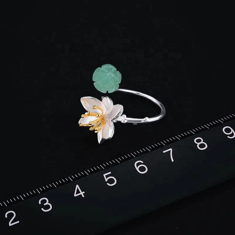 lotus fun Fashion Style 925 Sterling Silver Natural Stone Flower Lotus Whispers Jewelry Rings For Women fine jewelry for women