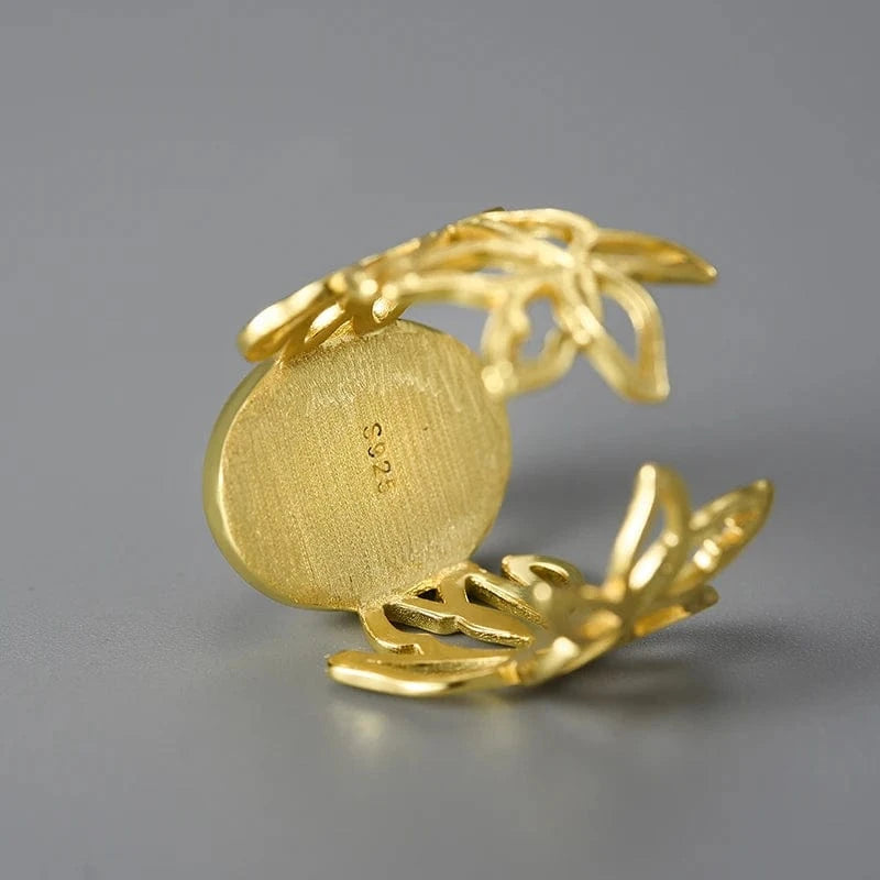Lotus Fun Luxury Big Gemstone Openwork Pattern Adjustable Ring Real 925 Sterling Silver Fine Jewelry