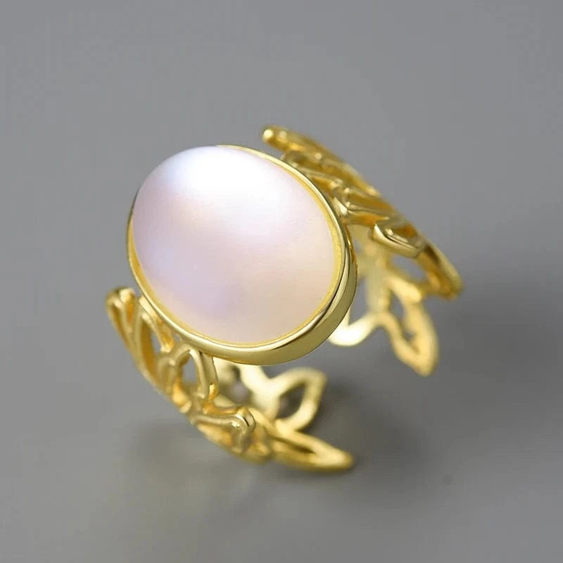 Lotus Fun Luxury Big Gemstone Openwork Pattern Adjustable Ring Real 925 Sterling Silver Fine Jewelry