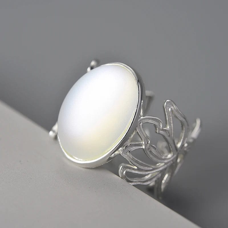 Lotus Fun Luxury Big Gemstone Openwork Pattern Adjustable Ring Real 925 Sterling Silver Fine Jewelry