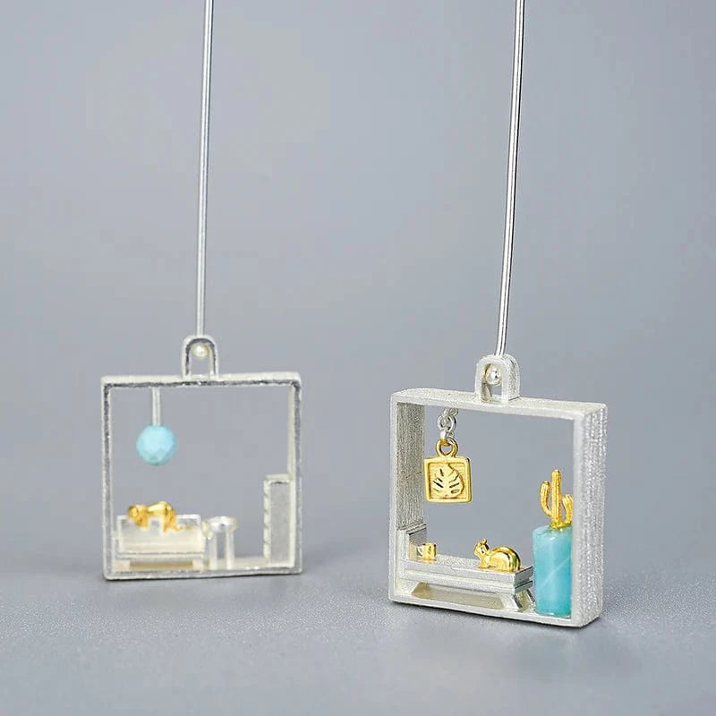 Lotus Fun Pure 925 Sterling Silver Pendant Dangle Earrings Jewelry Set