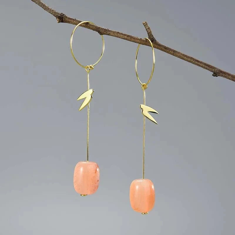 lotusfun Lotus Fun Real 925 Sterling Silver Agate Flower Long Dangle Drop Earrings fine jewelry for women