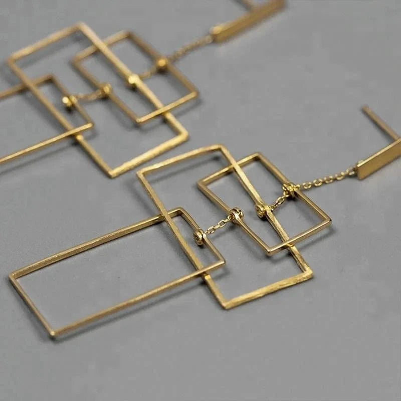 lotusfun Lotus Fun Unique Handmade Rectangular Shape 18K Gold Plated 925 Sterling Silver Dangle Earrings For Women Wedding Jewelry fine jewelry for women