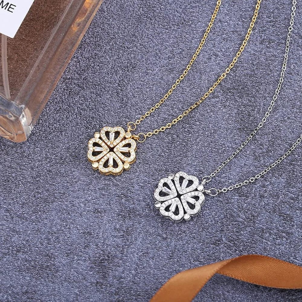 Love Magnetic Pendant Necklace Ladies Clover Necklace Heart Shaped Clover Necklace Lucky 4 In 1 Love Pendant Jewelry Gift