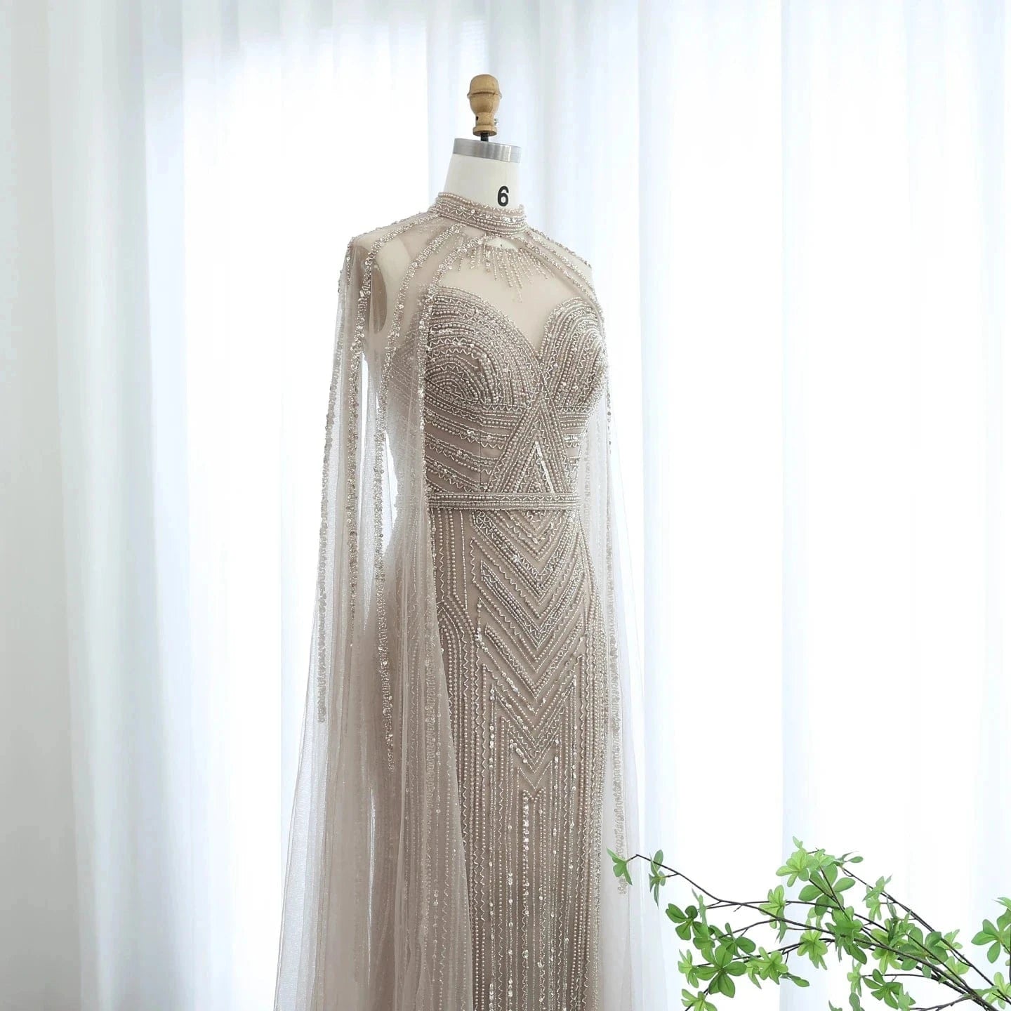 Lscz167 Arabic One Shoulder Olive Green Muslim Evening Dress With Cape Long Sleeves Dubai Women Wedding Party Gowns Elegant Plus