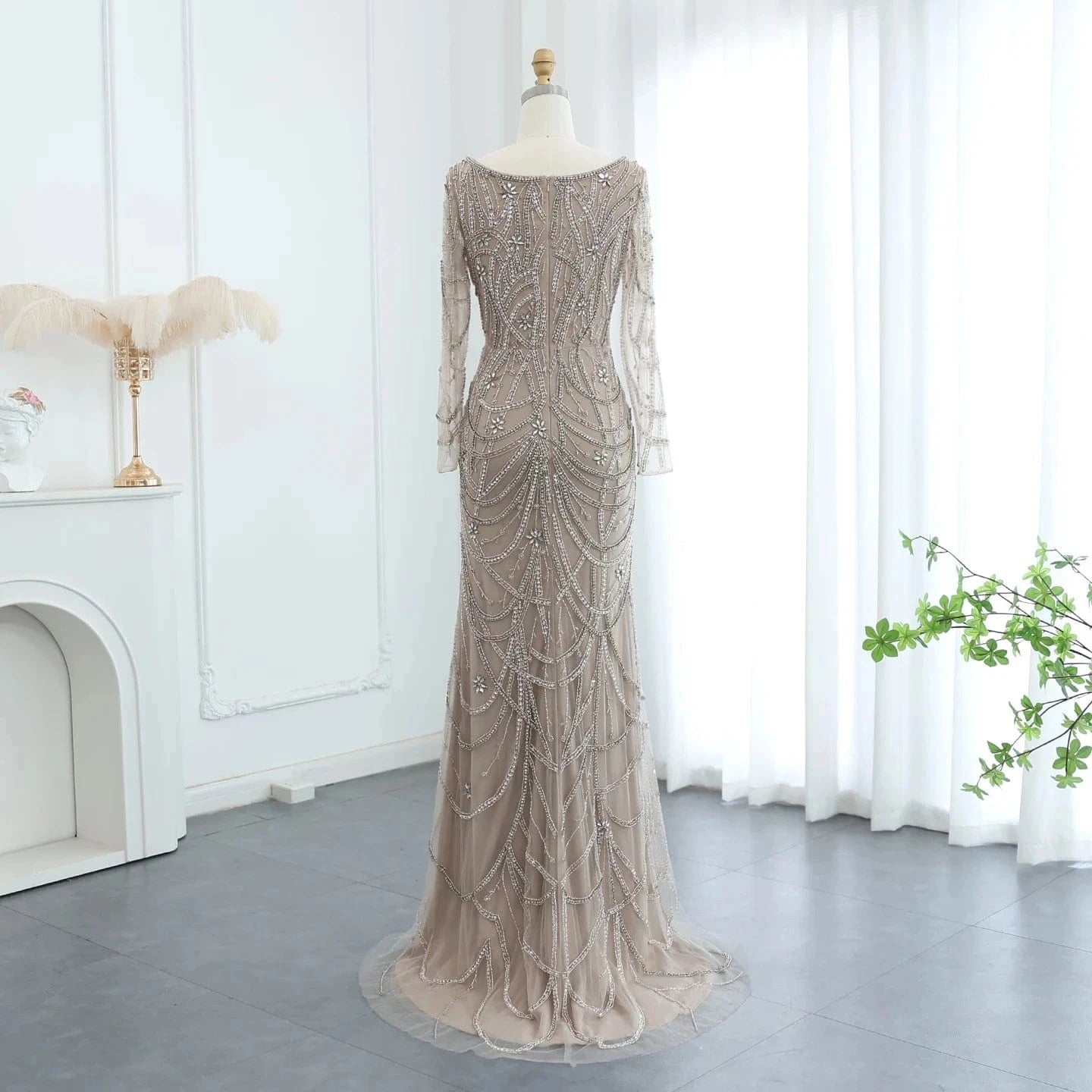 LSCZ195 New Arrivals Sparkly Beading Dress Sleeveless Celebrate Activity High Slit Dress Evening Women