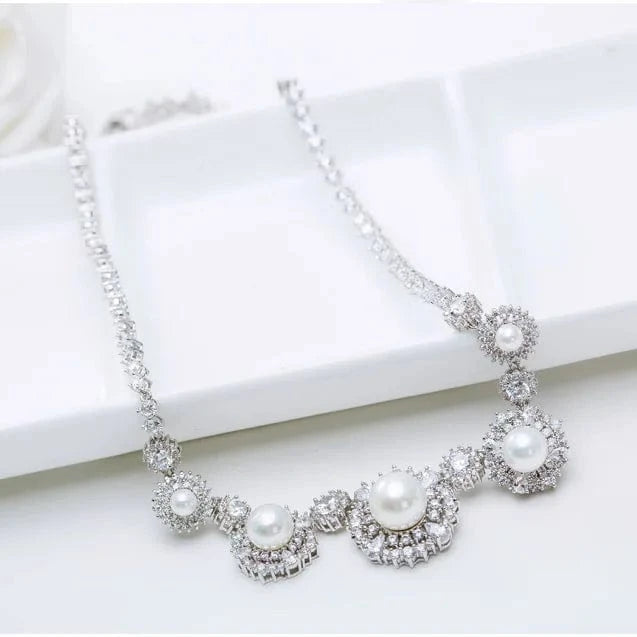LUOTEEMI New Luxury White Shell Pearl Fancy Bridal Evening Party Wedding Jewelry Sets