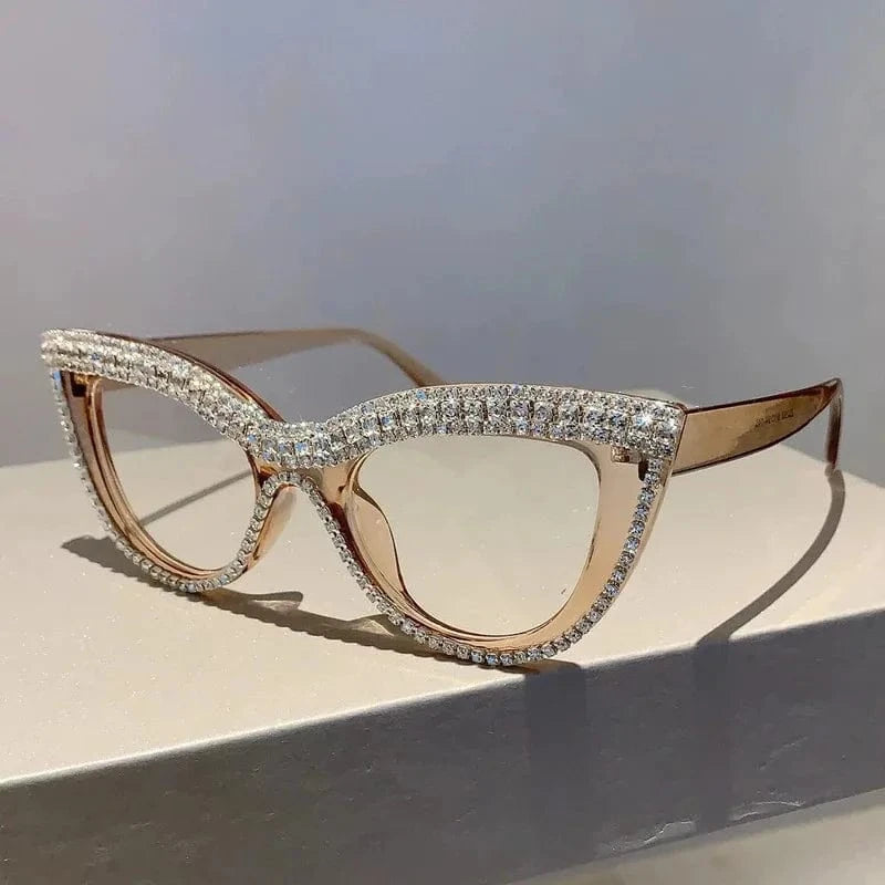 Luxurious diamond cat-eye reading glasses for women, fashionable and classic reading glasses