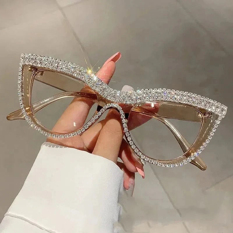 Luxurious diamond cat-eye reading glasses for women, fashionable and classic reading glasses