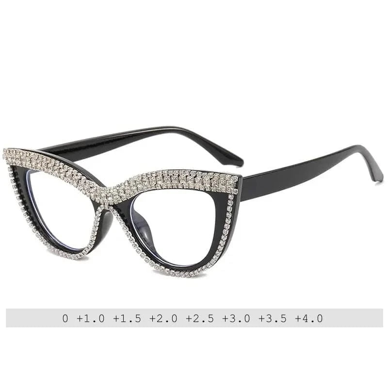 Luxurious diamond cat-eye reading glasses for women, fashionable and classic reading glasses