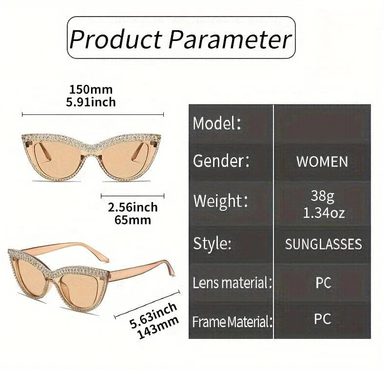 Luxury Cat Eye fashion fashion glasses for men and women glittering green stone club party favorite decorative glasses