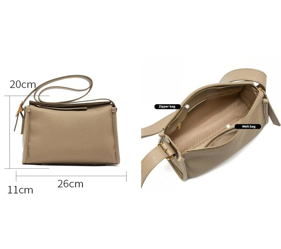 Luxury Cowhide Genuine Leather Ladies Crossbody Shoulder Bag Women Wholesale Simple Fashion Soft Cowhide Women's Bag
