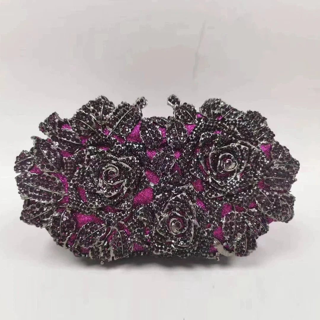 Luxury Crystal Gown Bags Evening Handbags Flower dress Clutch Purse Party Diamond Bag