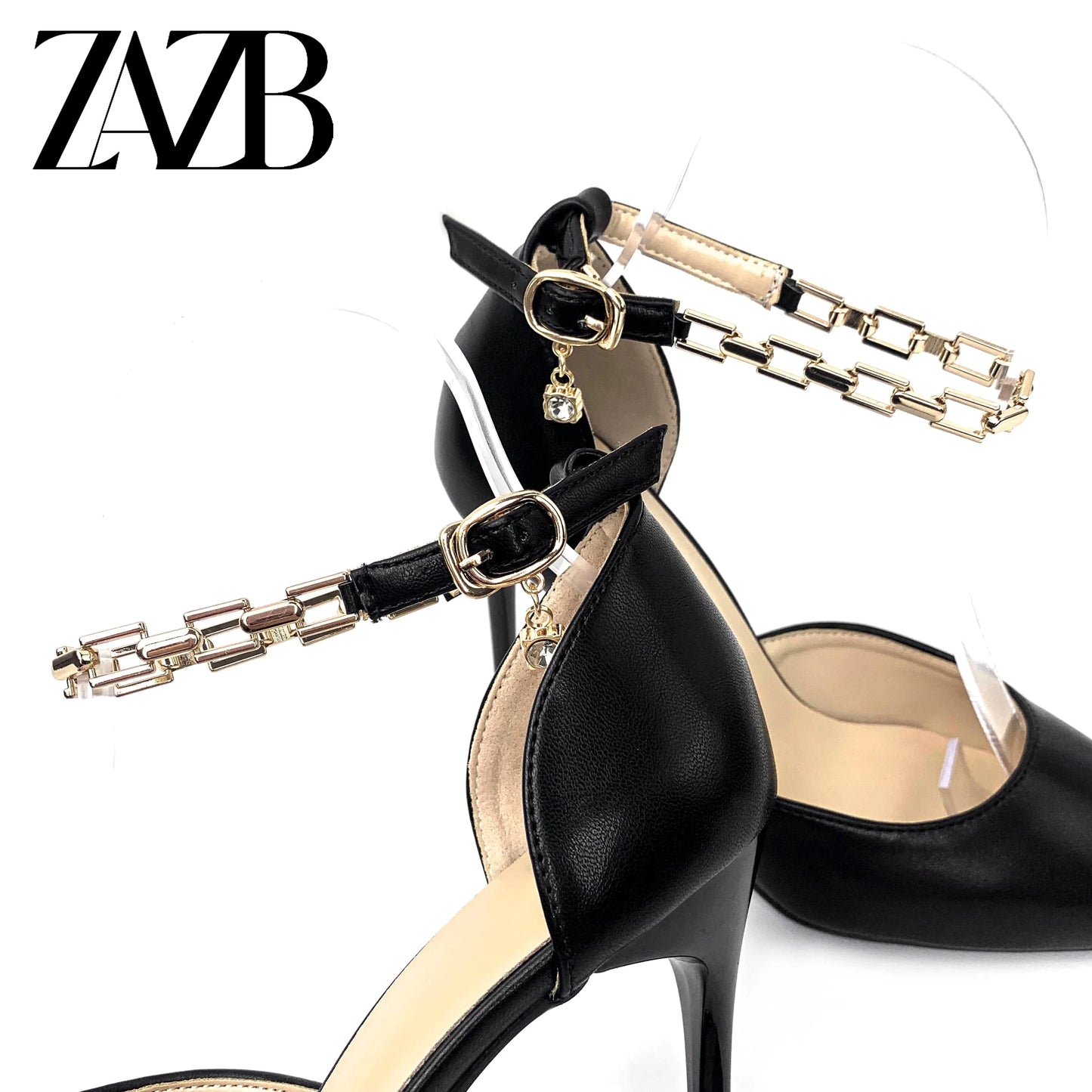 luxury dress wedding bridal pointed end ladies high heel shoes women sandal office stiletto fashion Metal Chain heels designer