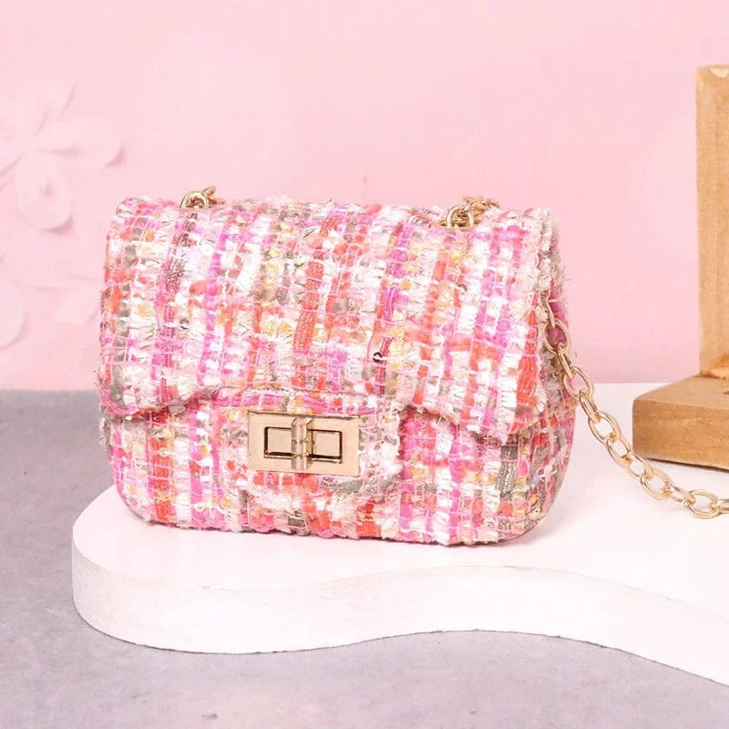 Luxury Famous Brands Designer Inspired Mini Small Classic Flap Tweed Chain Shoulder Crossbody Bags Women Handbags Kids Purses